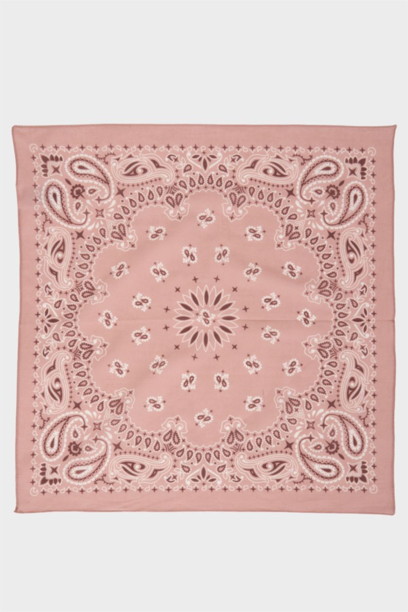 Kız Çocuk - Genç Kız Açık Pembe Pamuklu Desenli Fular Kız Çocuk