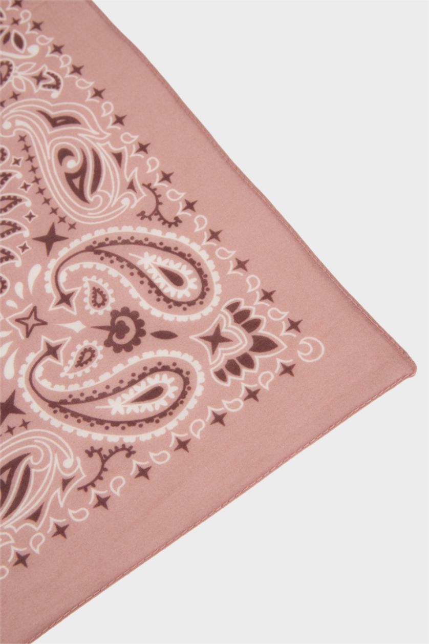 Kız Çocuk - Genç Kız Açık Pembe Pamuklu Desenli Fular Kız Çocuk