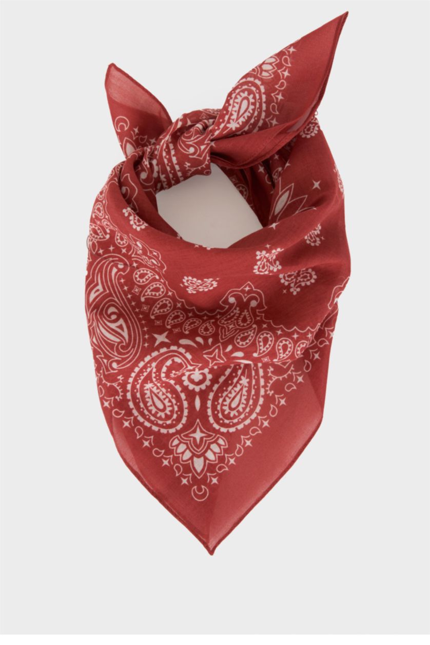 Girls & Teens Red سكارف بناتي منقوش قطن