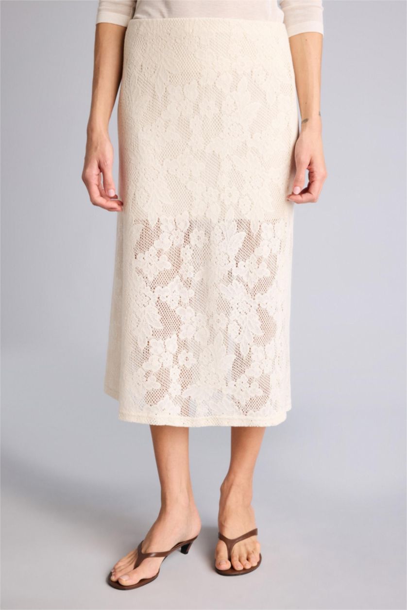 Женщины Кремовый Юбка-карандаш миди с нормальной посадкой