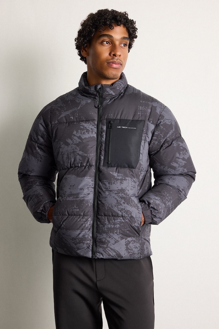 MAN Black Zipper Puffer Jacket