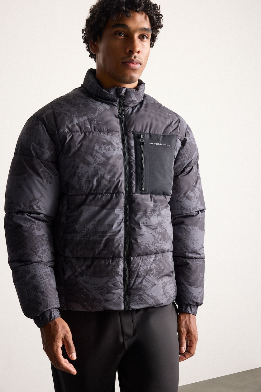 MAN Black Zipper Puffer Jacket