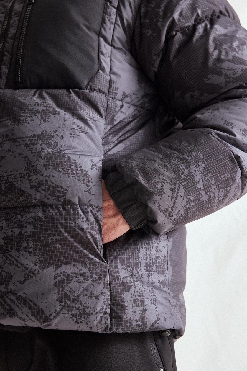 Men Black Regular Fit Mock-Neck Zippered Waterproof Jacket