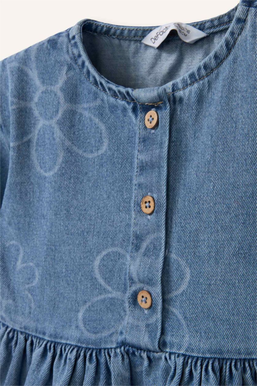 Kız Bebek Mavi Pamuklu Elbise Kız Bebek