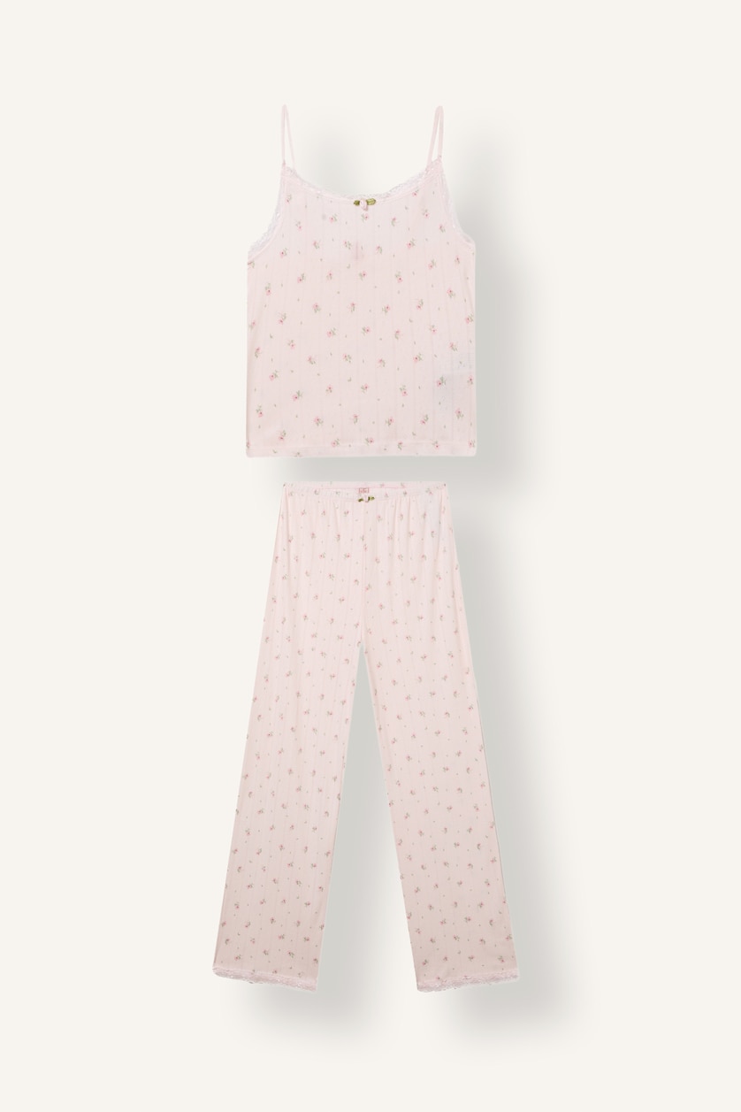 Women Light Pink Regular Fit 100% Cotton Strappy Pajama Set