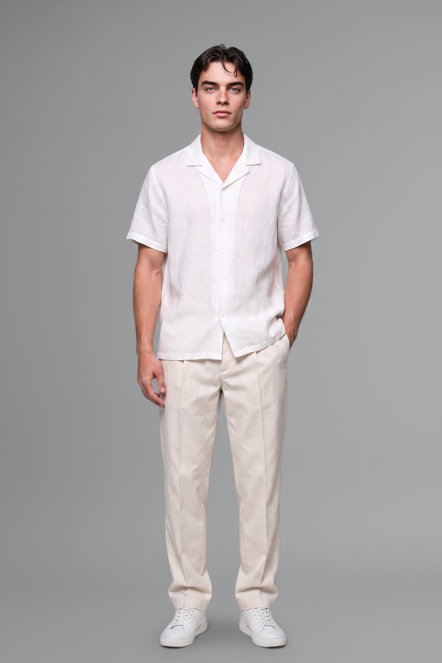 رجال اللون الحجري Relax Fit Trousers