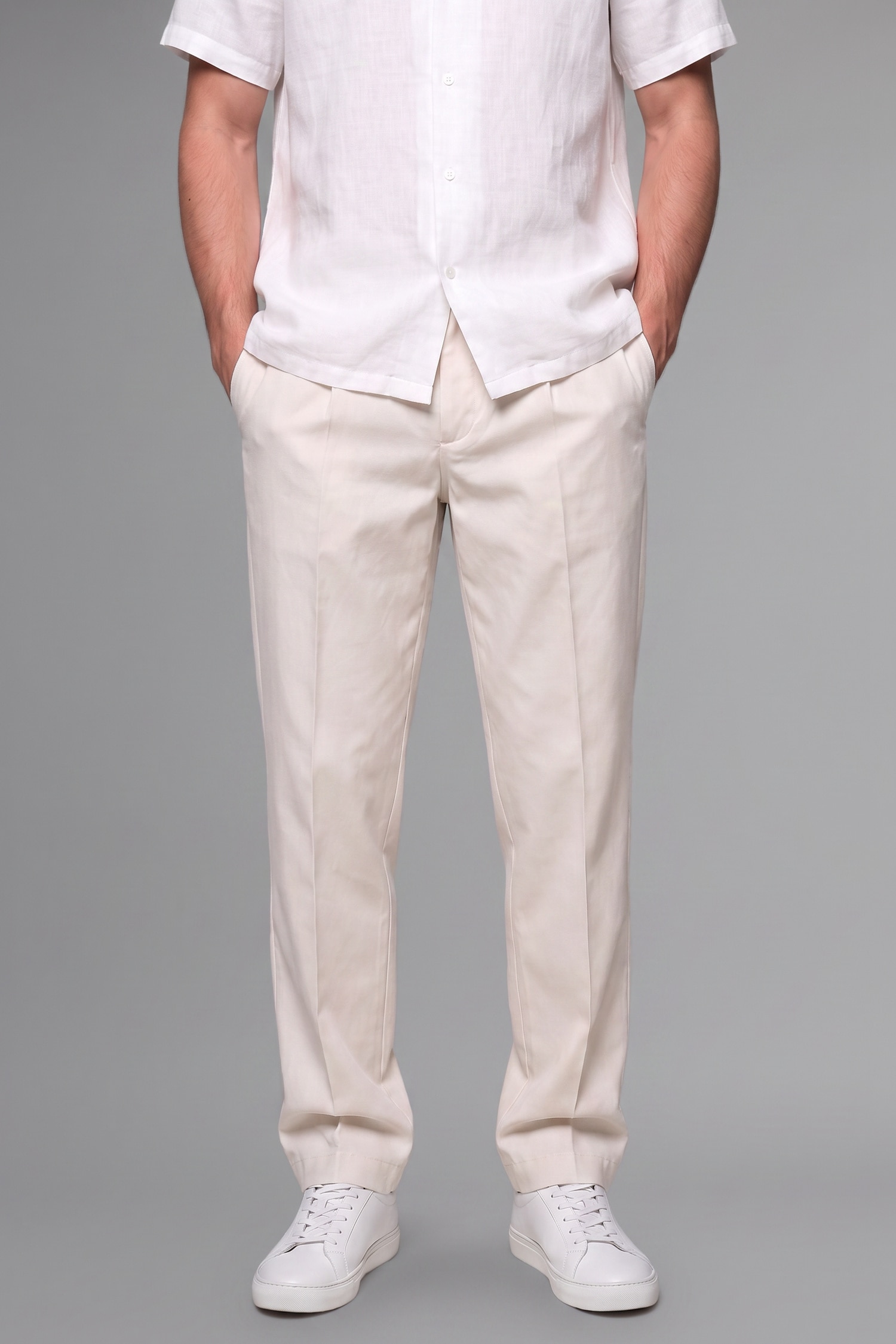 رجال اللون الحجري Relax Fit Trousers