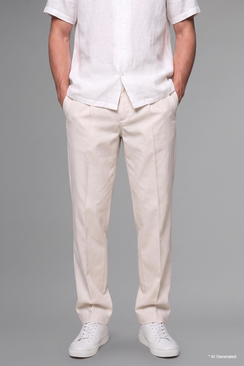 MAN Stone Relaxed Fit 100% Cotton Straight Leg Chino Trousers