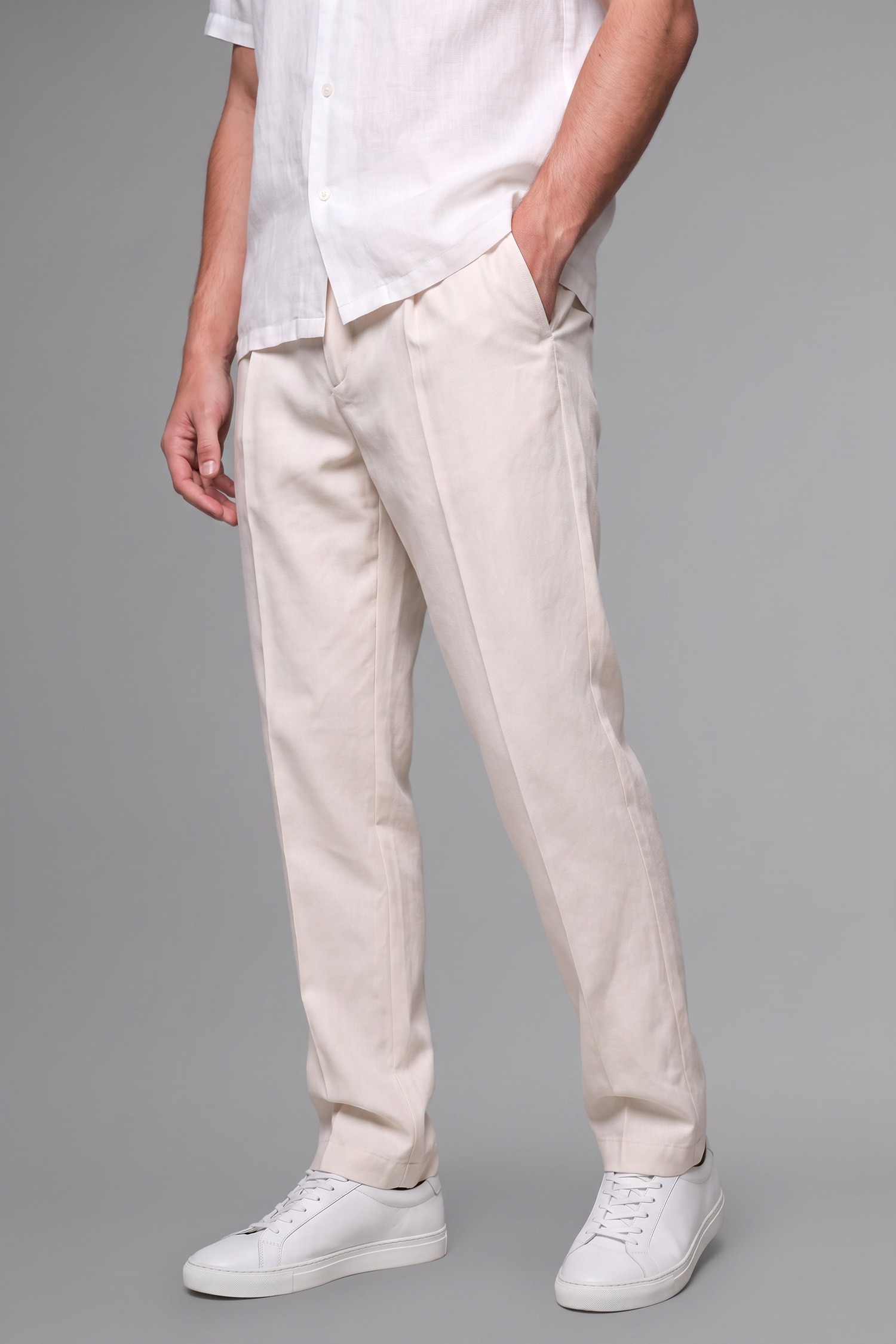 رجال اللون الحجري Relax Fit Trousers