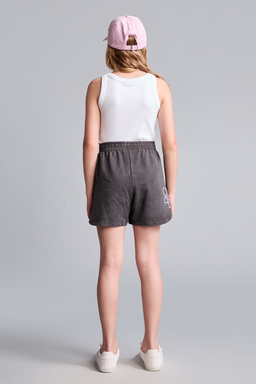 GIRLS & TEENS Anthracite Girl Elastic Waist Embroidery Detail Shorts