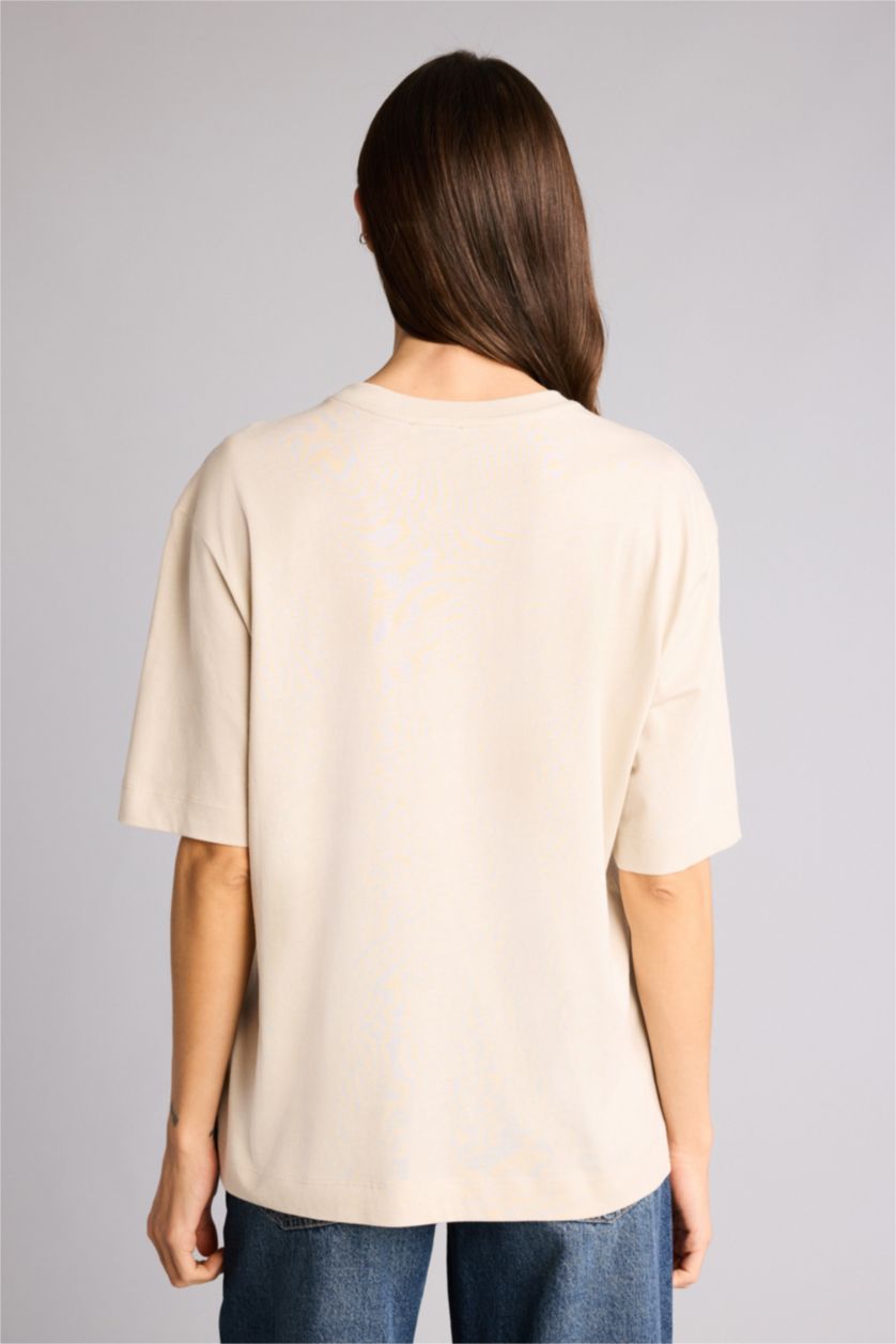 Kadın Bej Relax Fıt Modal Tişört