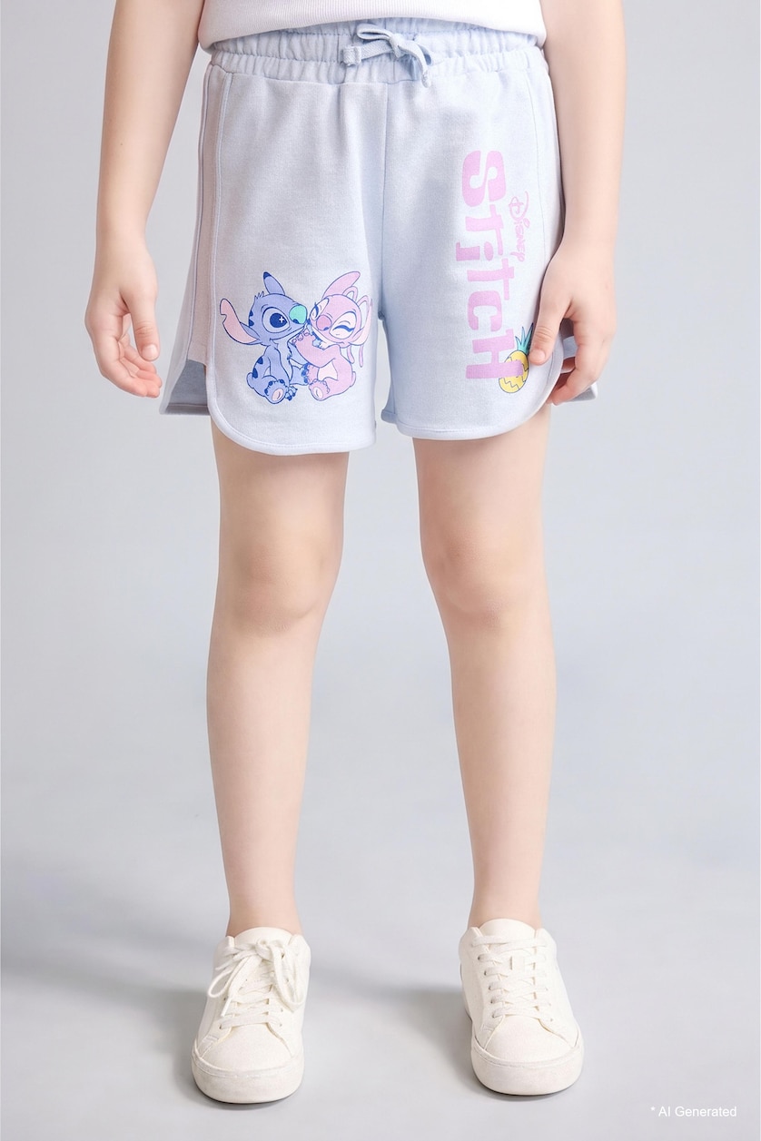 GIRLS & TEENS Light Blue Girl Lilo & Stitch Licensed Shorts