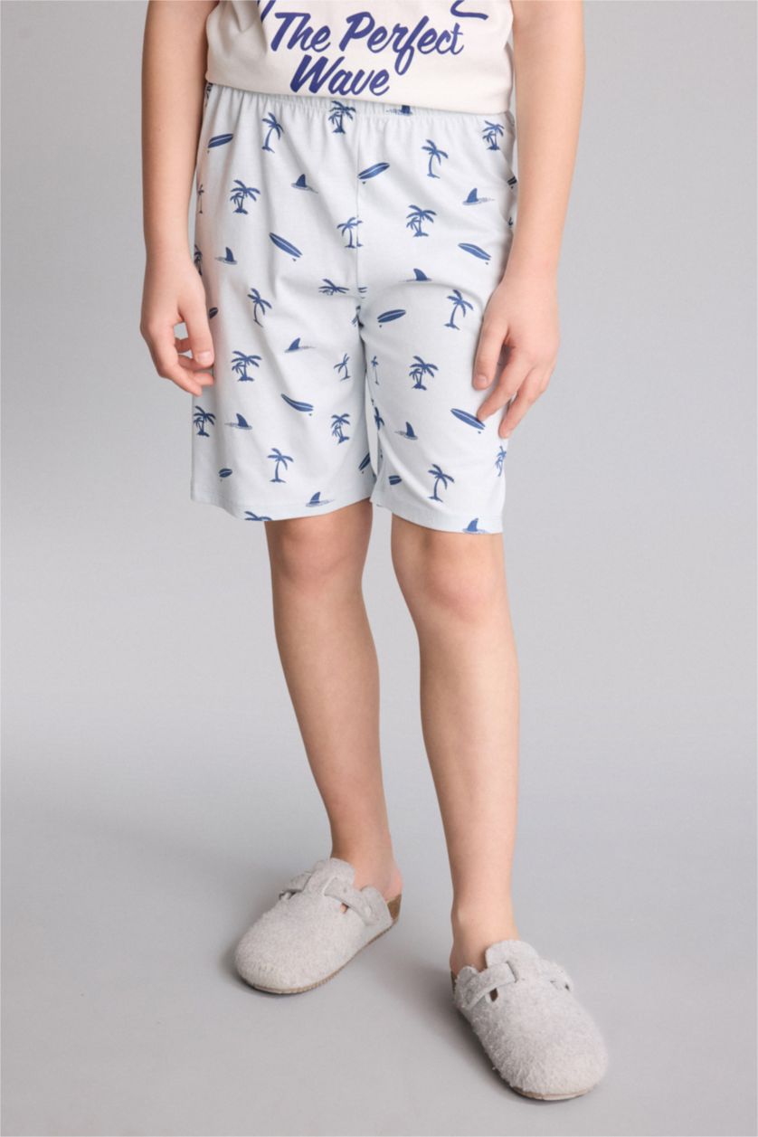 Young Boys - Teen Boys Ecru 2 piece Regular Fit Printed Knitted Pyjamas