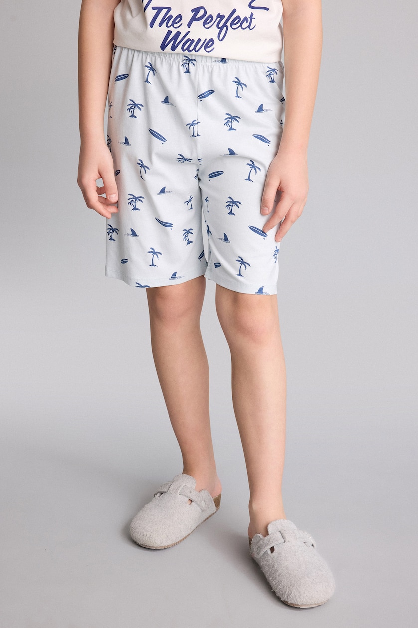 Erkek Çocuk - Genç Erkek Ekru %100 Regular Fıt Desenli 2'li Pijama Takımı Erkek Çocuk