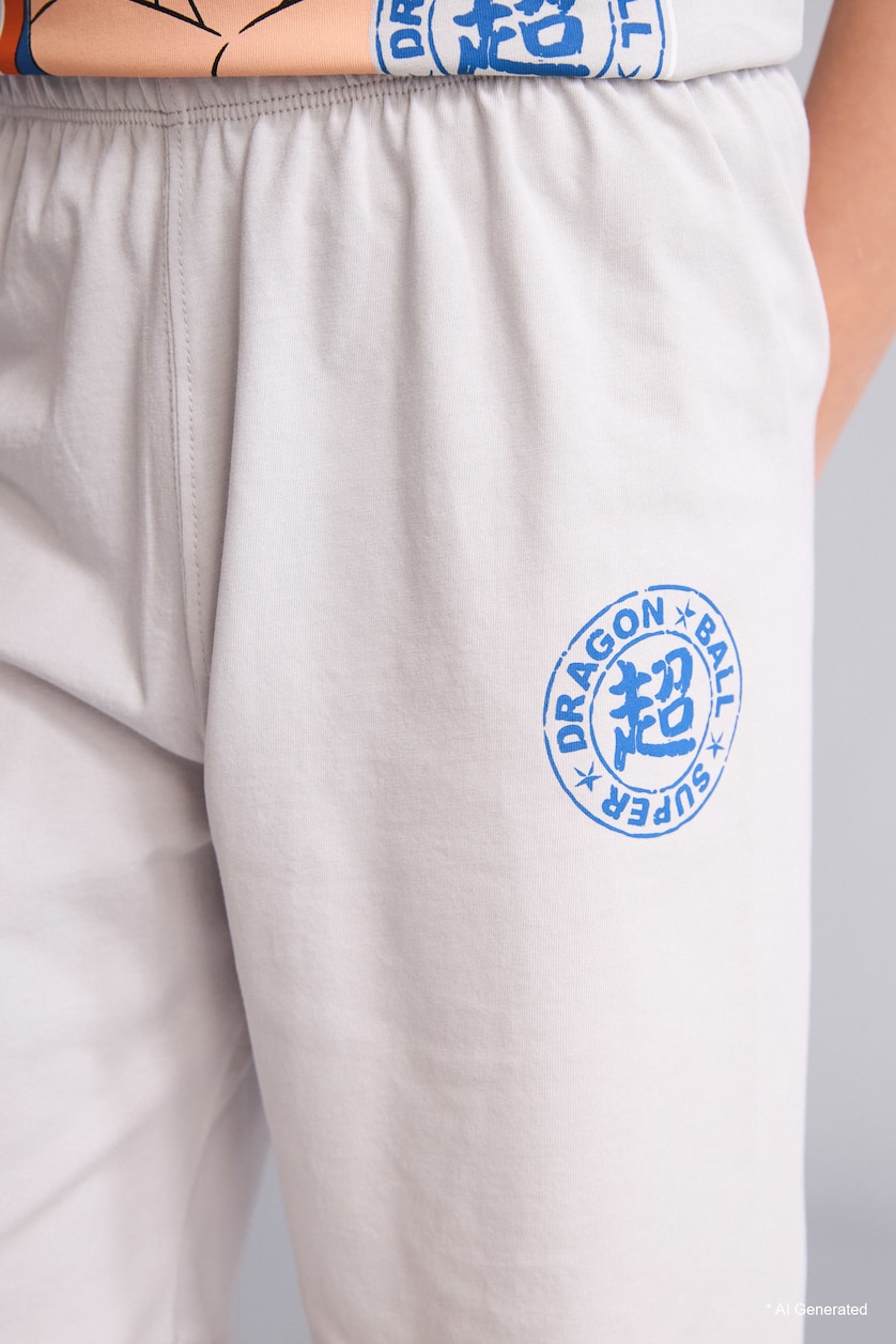 Erkek Çocuk - Genç Erkek Açık Gri %100 Pamuk Dragon Ball 2'li Pijama Takımı Erkek Çocuk