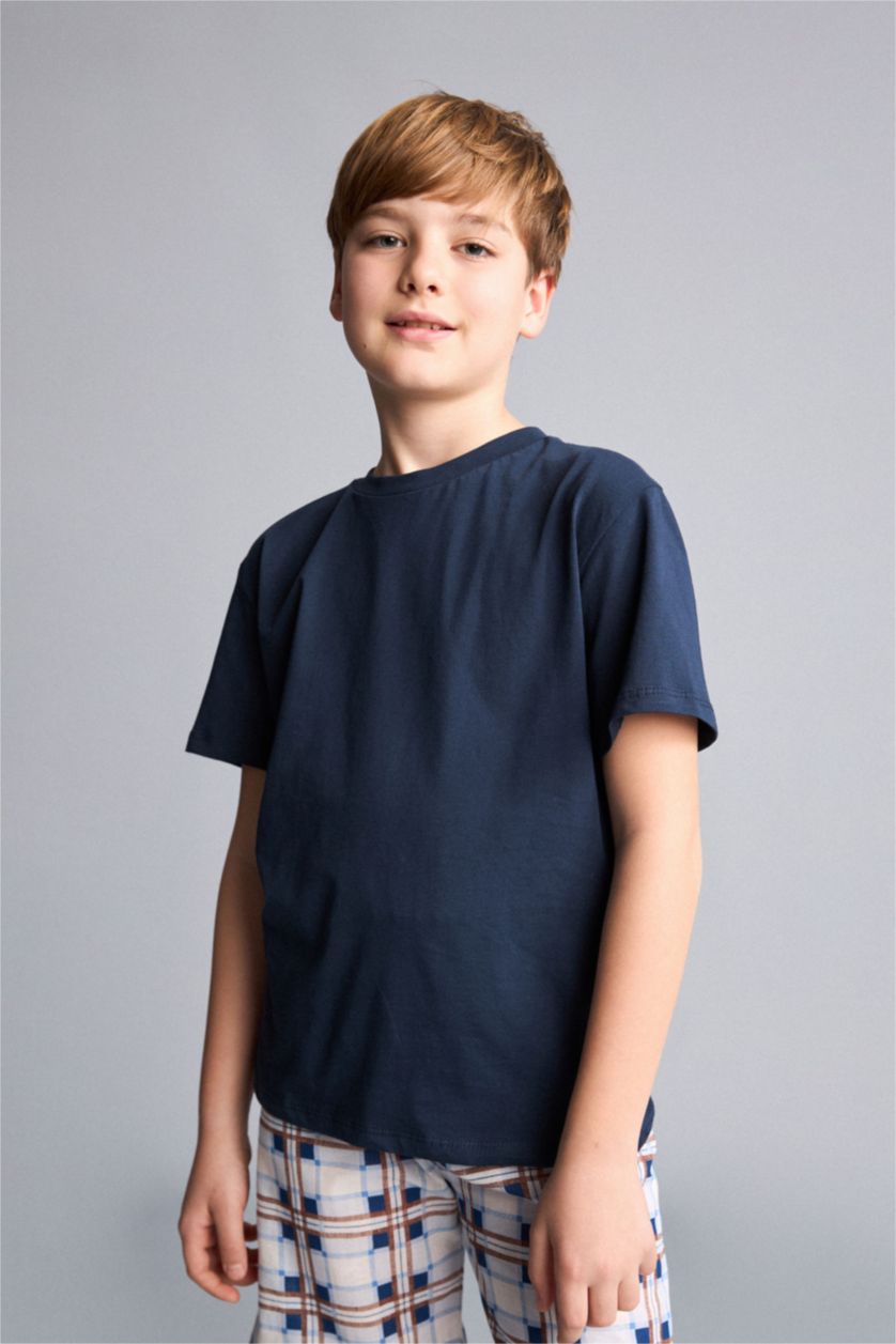 Young Boys - Teen Boys NAVY 2 piece Regular Fit Printed Knitted Pyjamas