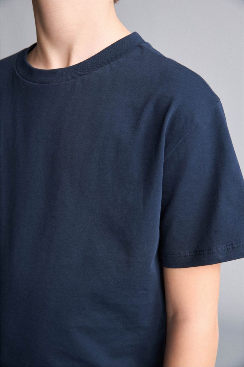 Young Boys - Teen Boys NAVY 2 piece Regular Fit Printed Knitted Pyjamas