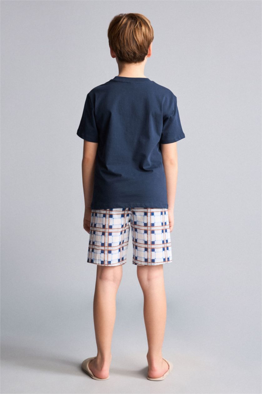 Young Boys - Teen Boys NAVY 2 piece Regular Fit Printed Knitted Pyjamas
