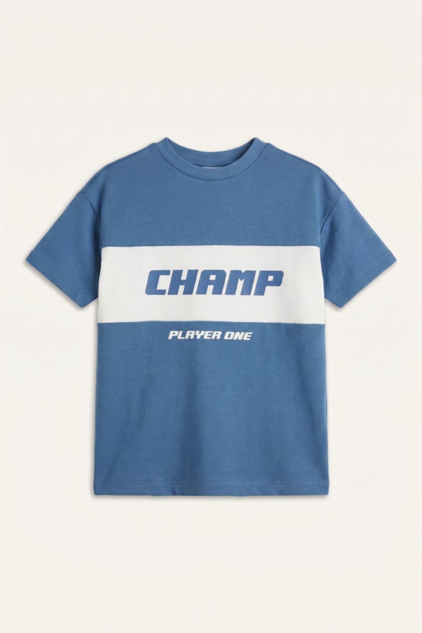Baby Boys Blue Baby Boy 2 piece Oversize Fit Slogan Set