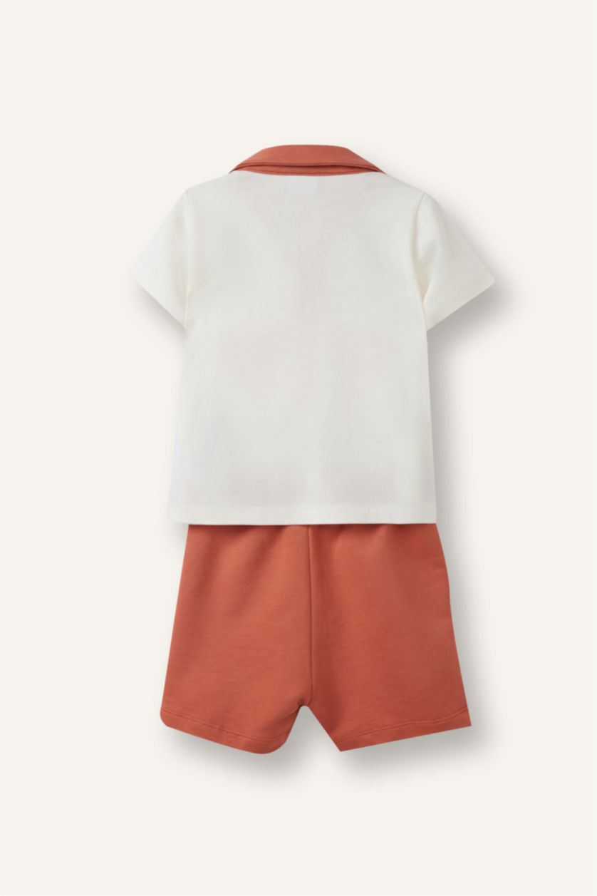 BABY BOY Orange 2 piece Regular Fit Slogan Set