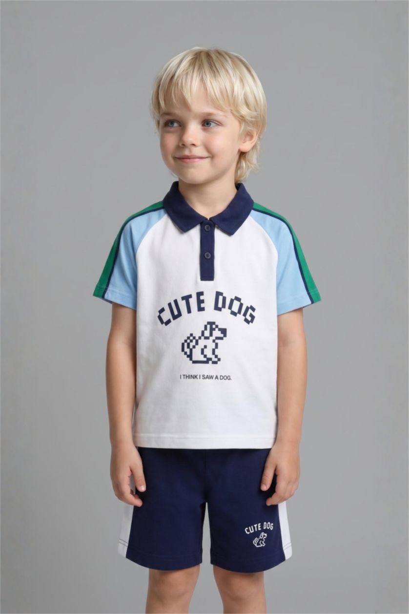 Baby Boys White 2 piece Regular Fit Animal Set