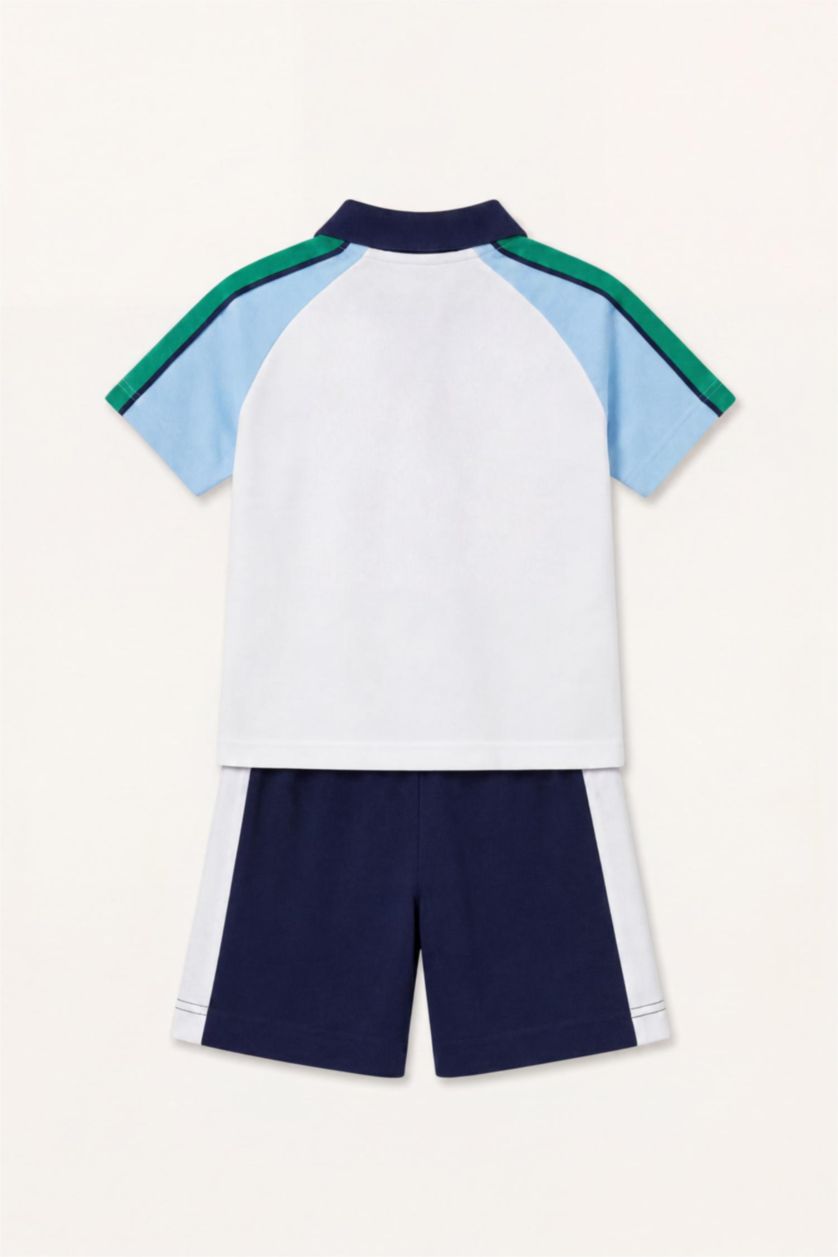 Baby Boys White 2 piece Regular Fit Animal Set