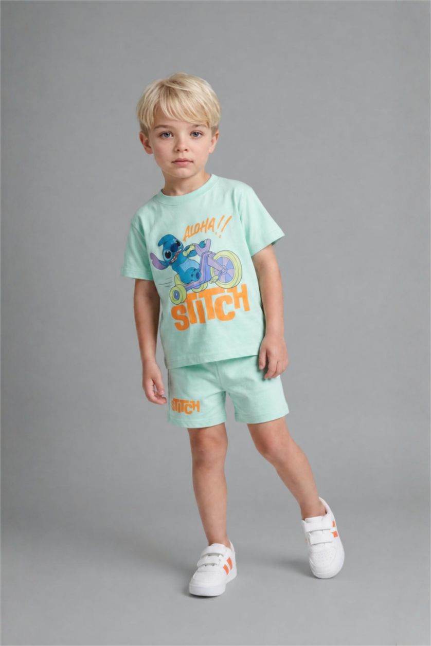 BABY BOY Parlak Açık Yeşiil 2 piece Regular Fit Lilo & Stitch Licensed Set