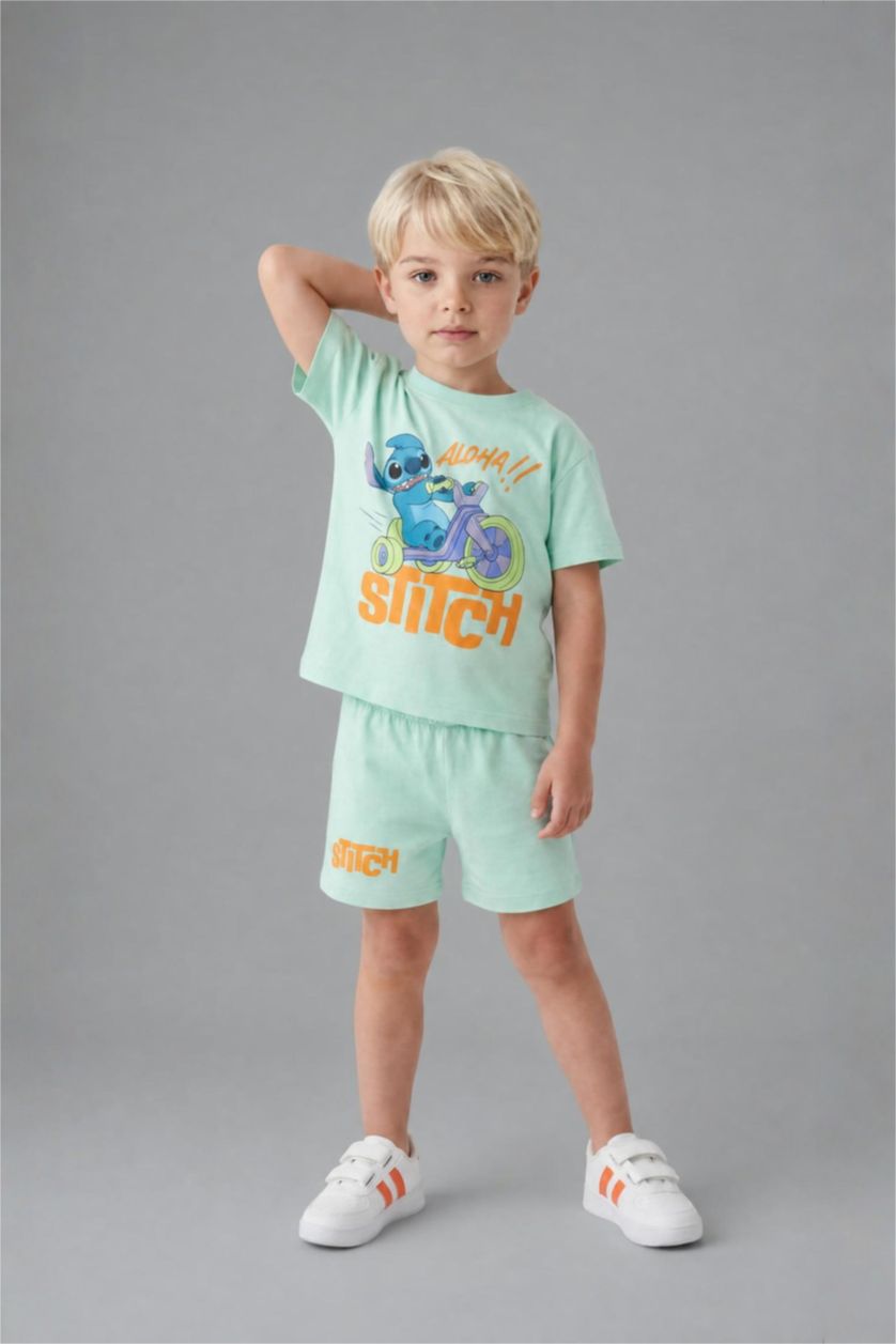 BABY BOY Parlak Açık Yeşiil 2 piece Regular Fit Lilo & Stitch Licensed Set
