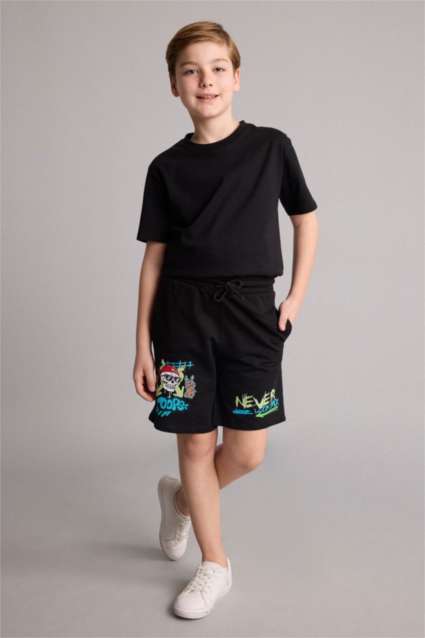 Young Boys - Teen Boys Black Oversize Fit Shorts