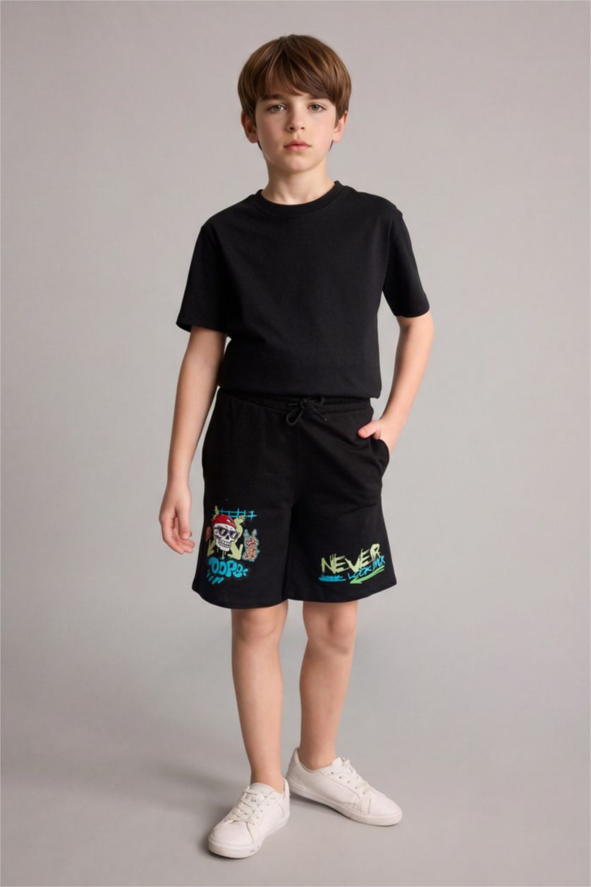 Young Boys - Teen Boys Black Oversize Fit Shorts