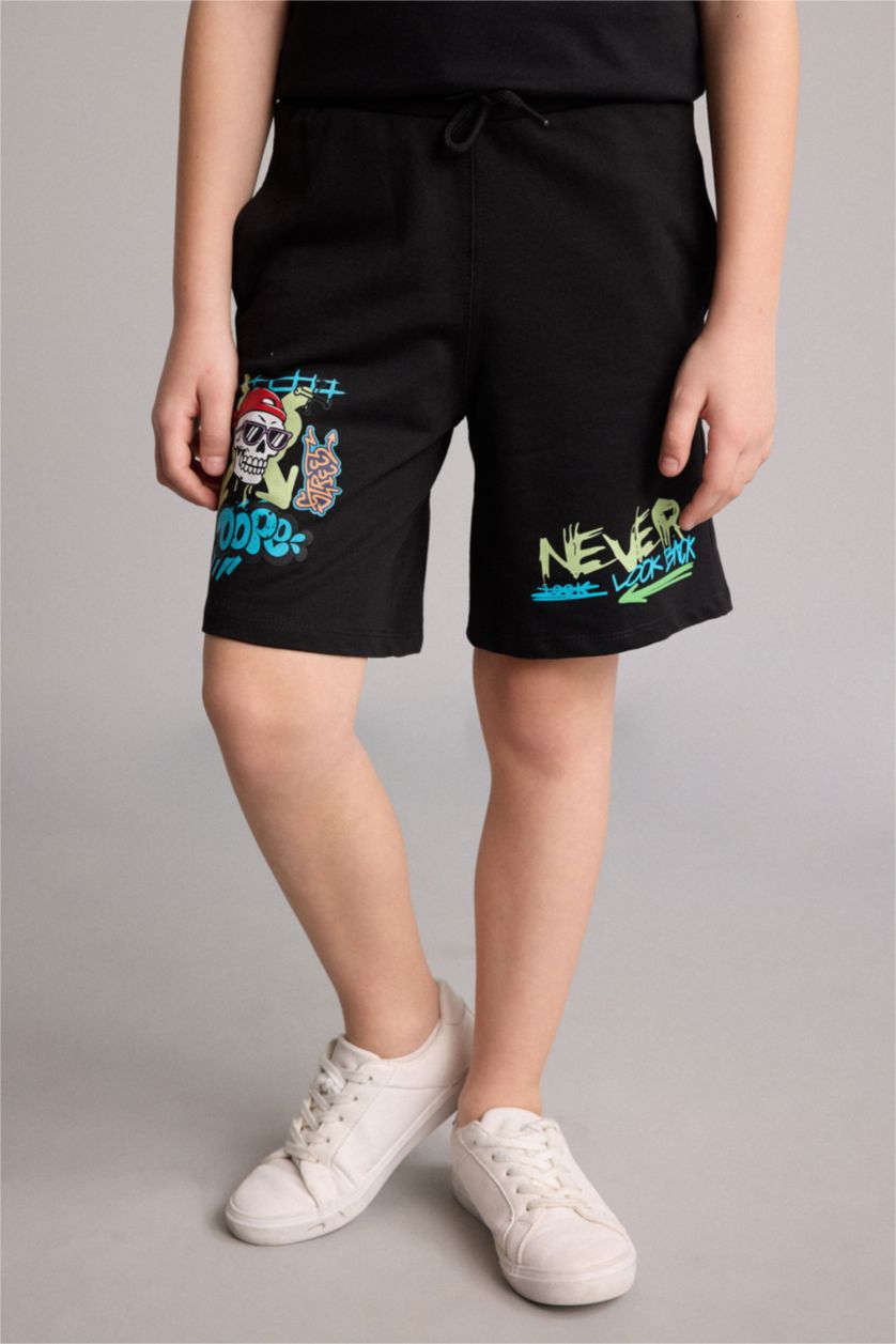 Young Boys - Teen Boys Black Oversize Fit Shorts