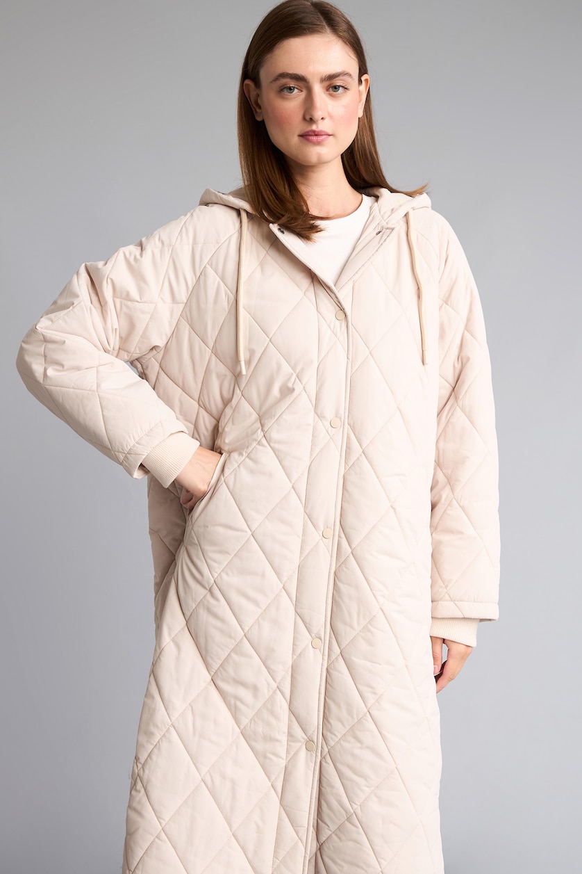 Kadın Ekru Regular Fit Kapitone Parka