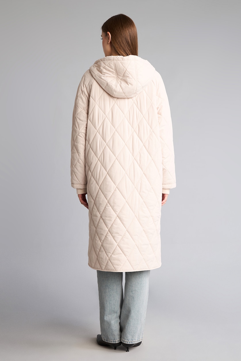 Kadın Ekru Regular Fit Kapitone Parka