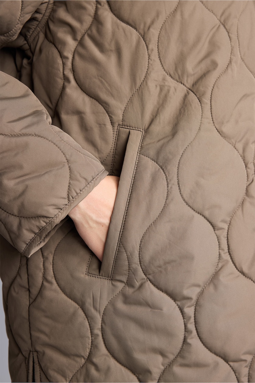 Kadın Haki Kapüşonlu Kapitone Parka