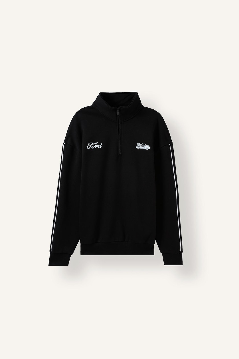 Erkek Siyah Ford Motor Company Boxy Fıt Sweatshirt