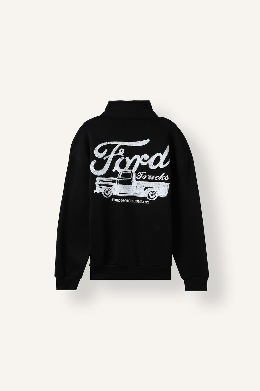 Erkek Siyah Ford Motor Company Boxy Fıt Sweatshirt
