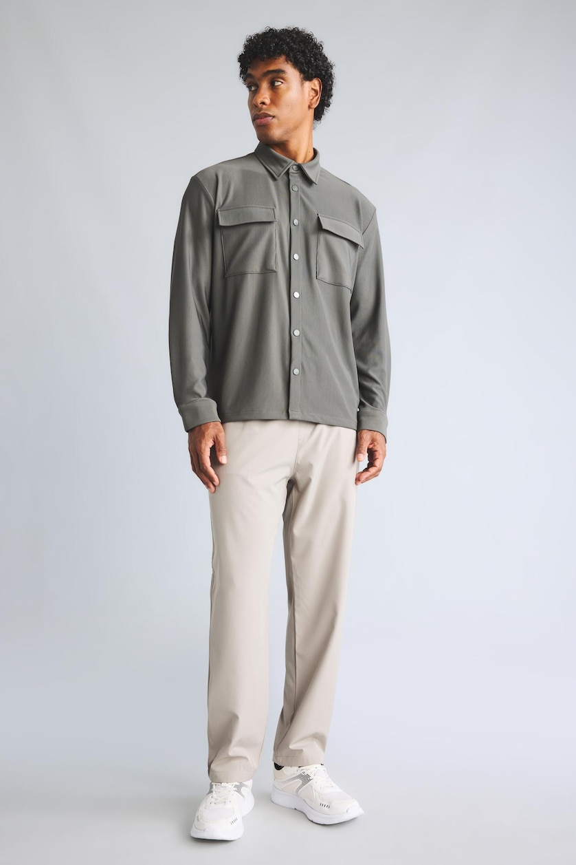 Men Grey Standard Fit Stretch Fabric Trousers