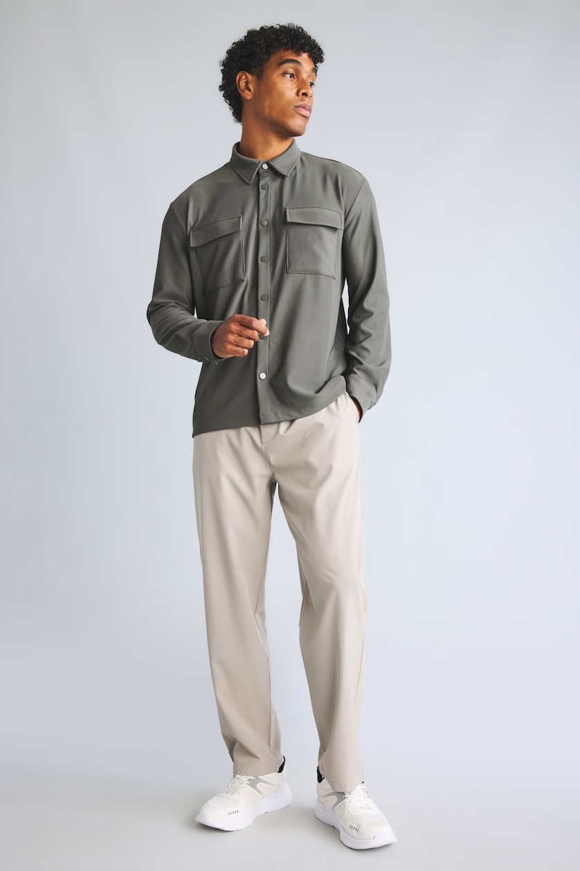 Men Grey Standard Fit Stretch Fabric Trousers