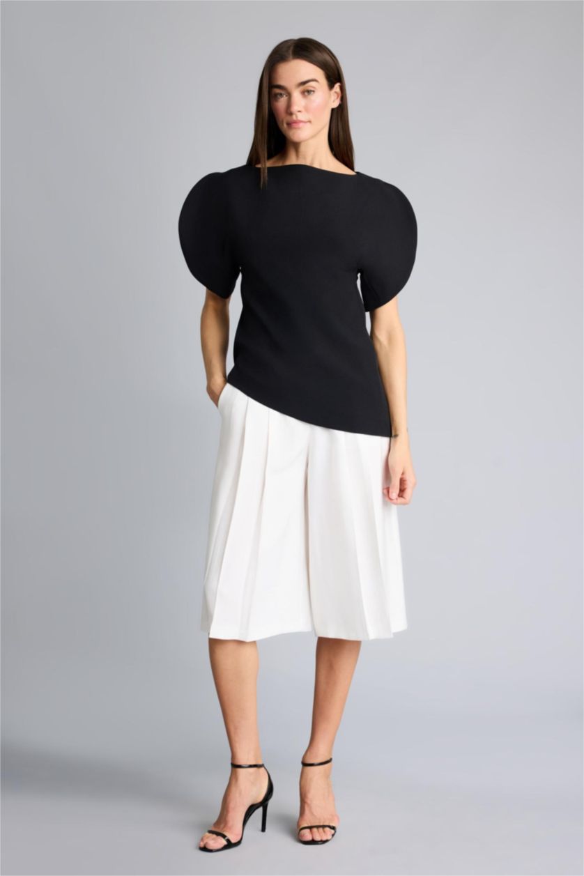 WOMAN Ecru Regular Waist Straight Leg Tencel Shorts
