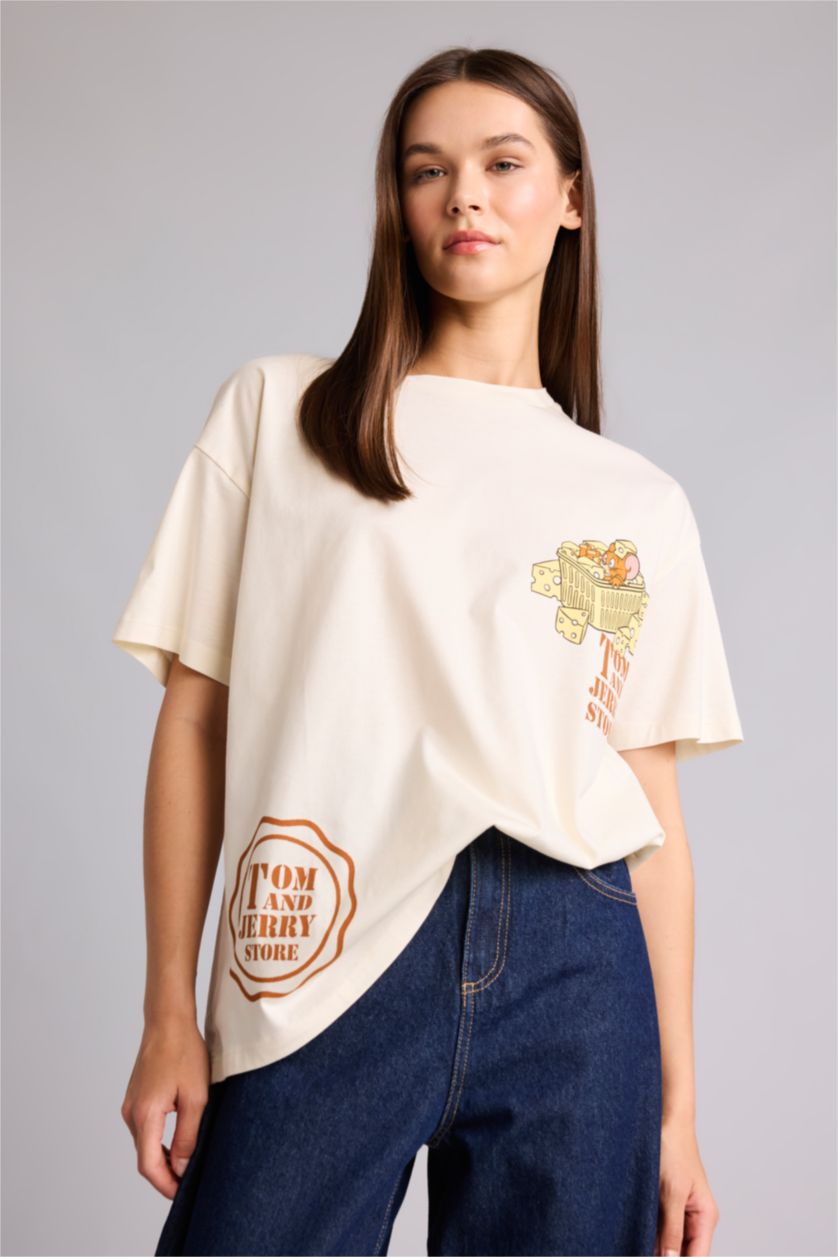 Женщины Бежевый Футболка Oversize