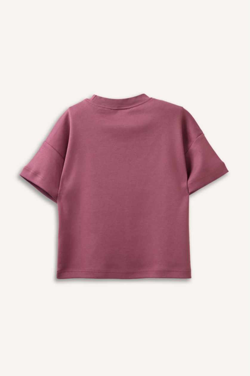 Erkek Bebek Açık Bordo Regular Fıt Kısa Kollu Tişört Erkek Bebek