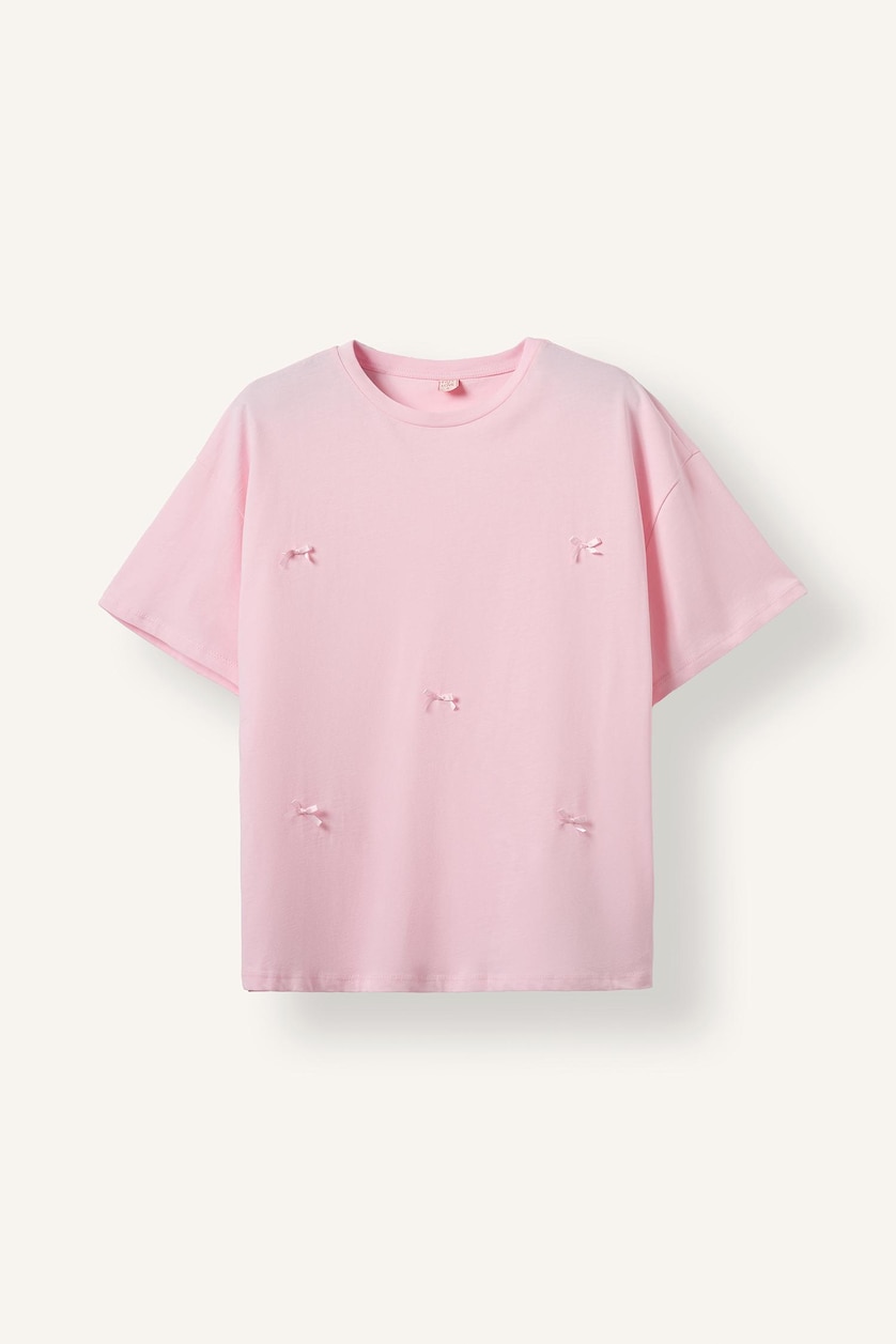 Kadın Açık Pembe Regular Fıt Kısa Kollu Üst Kısa Paça Şort Pijama Takımı