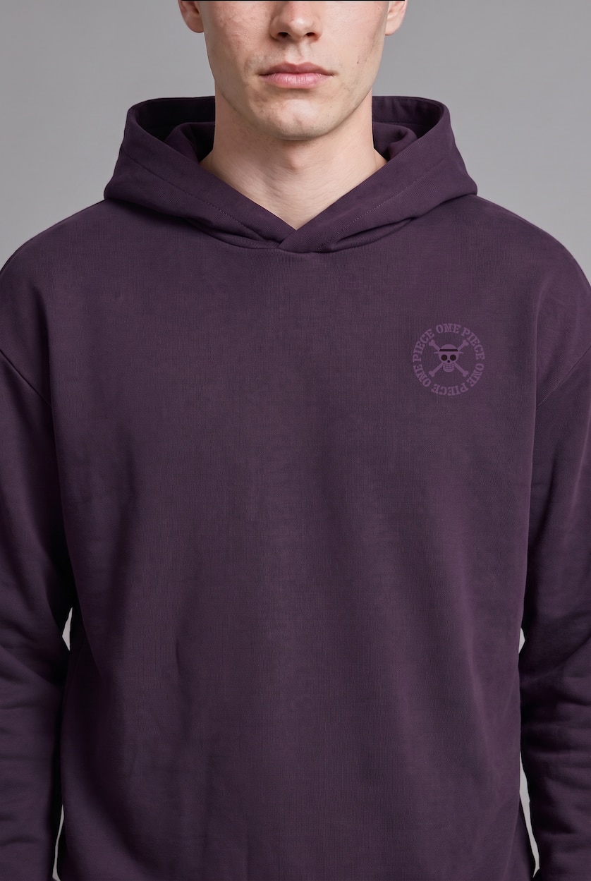 Men Purple Boxy Fit Thick Sweatshirt Fabric Sweatshirt