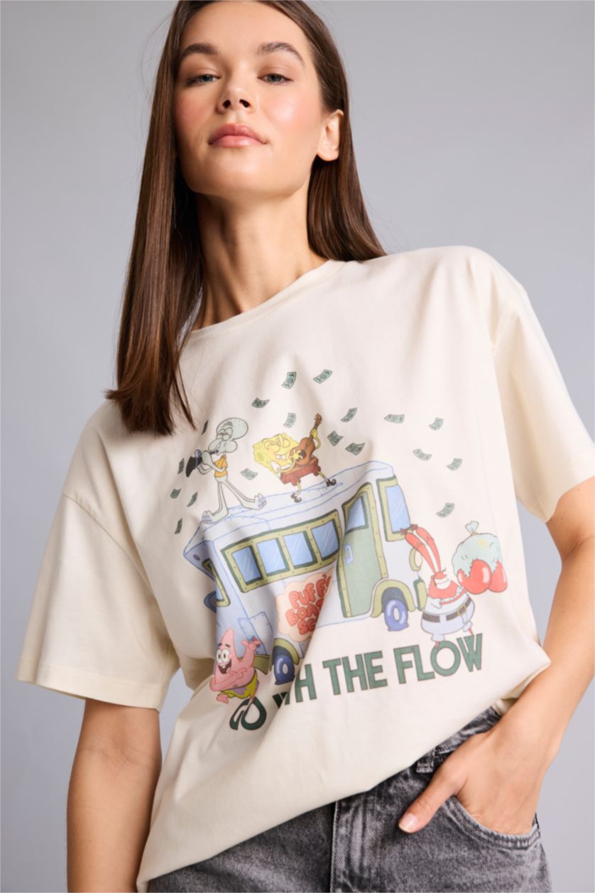 Женщины Бежевый Футболка Oversize