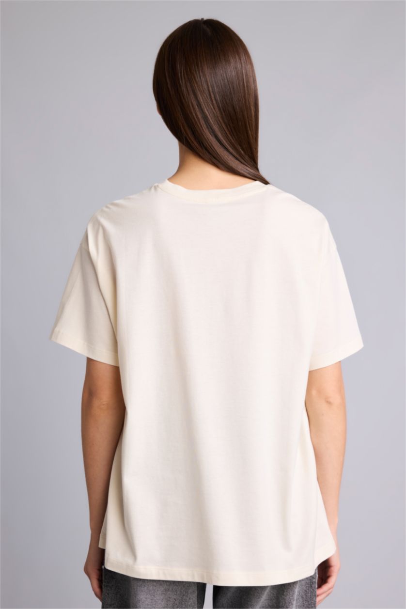 Женщины Бежевый Футболка Oversize