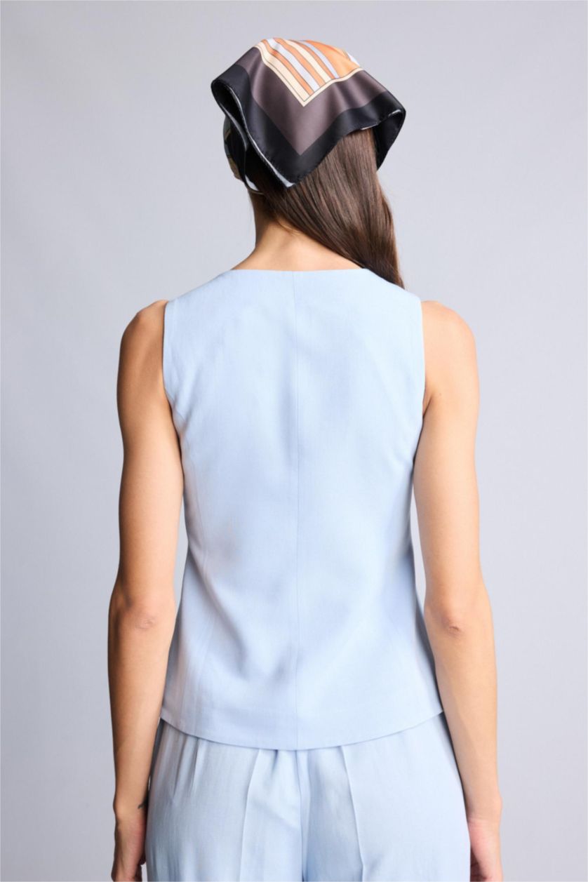 نساء أزرق فاتح Slim Fit V-Neck