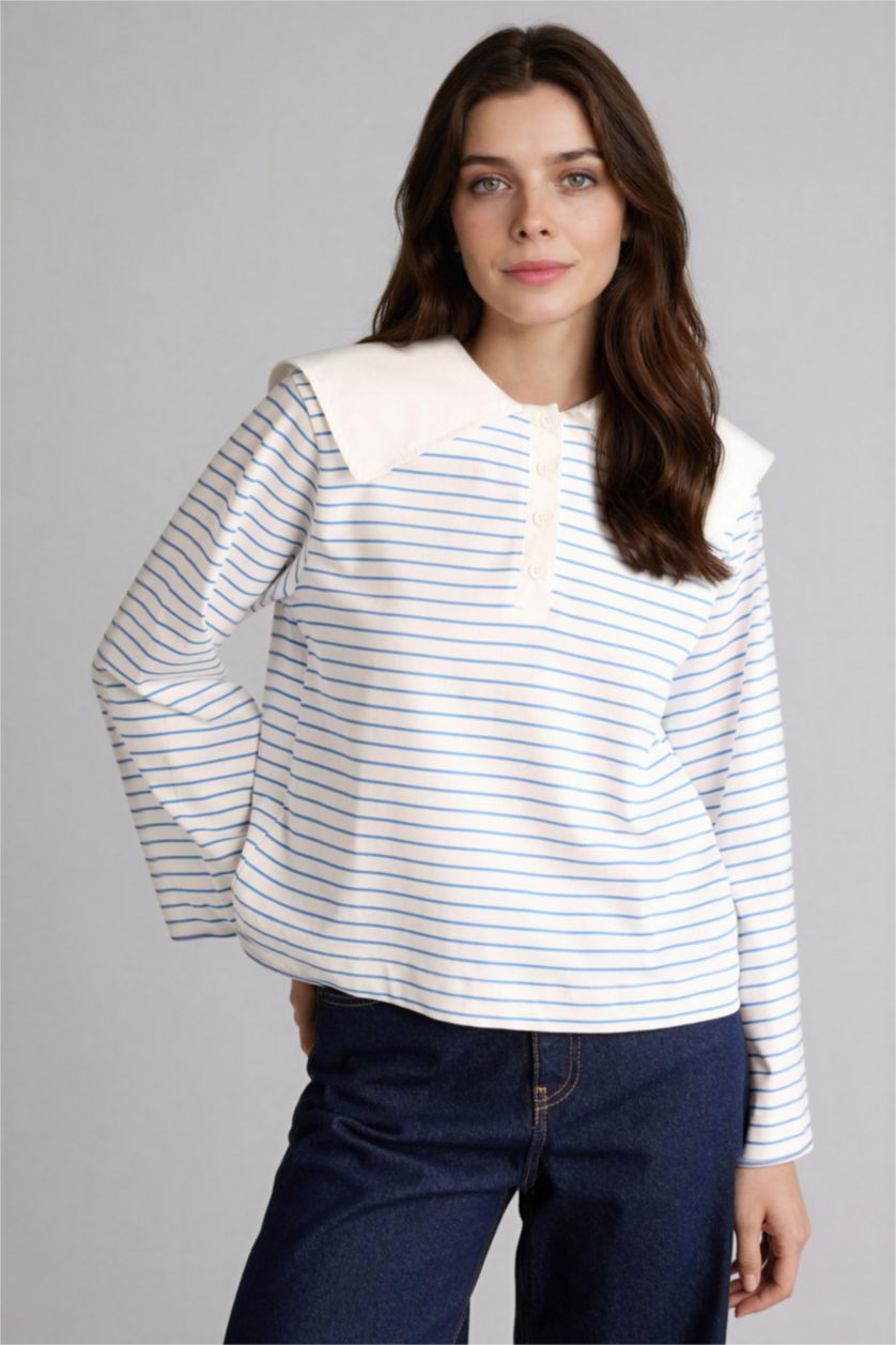 WOMAN Blue Loose Fit Long Sleeve Tunic