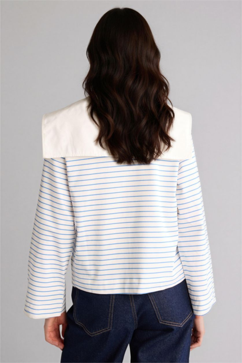 Әйелдерге Көк Loose Fit ұзын жеңді туника