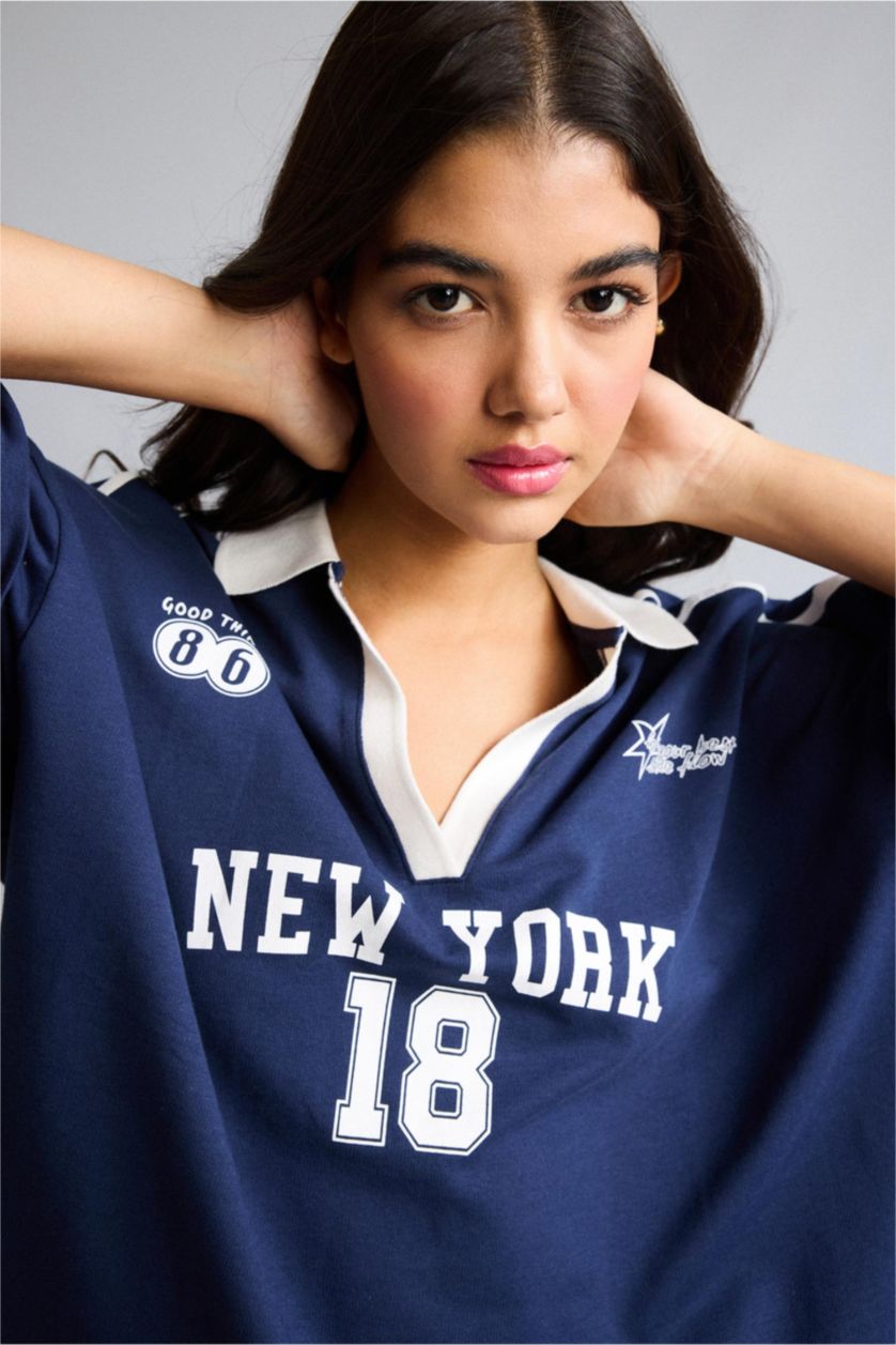 WOMAN NAVY Oversize Fit Short Sleeve T-Shirt