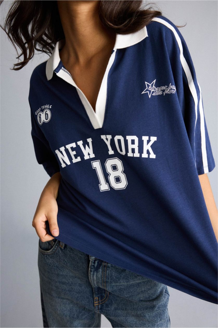 WOMAN NAVY Oversize Fit Short Sleeve T-Shirt